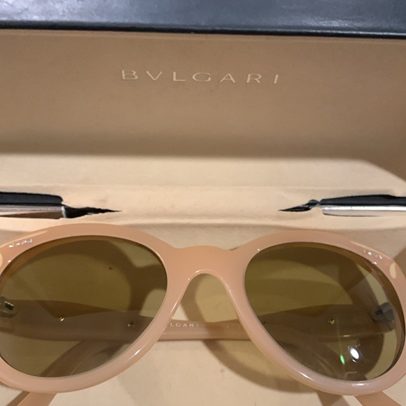 BLVGARI Sunglasses Nude Pinkto Color Frame Celluloid Lens Plastic - Picture 13 of 14